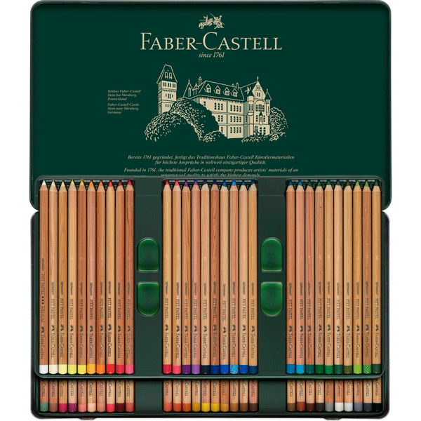 Crayon pastel FaberCastell Pitt, estuche metálico con 60 colores